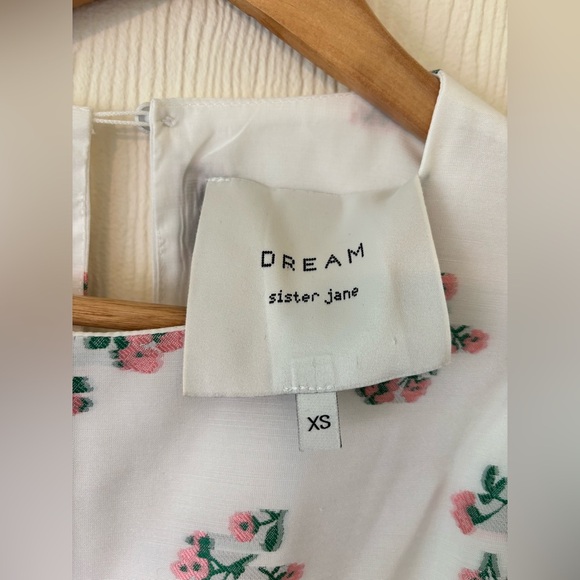 Sister Jane White Floral Embroidered Backless Baby Doll Mini Puff Sleeve Dress - Picture 9 of 17